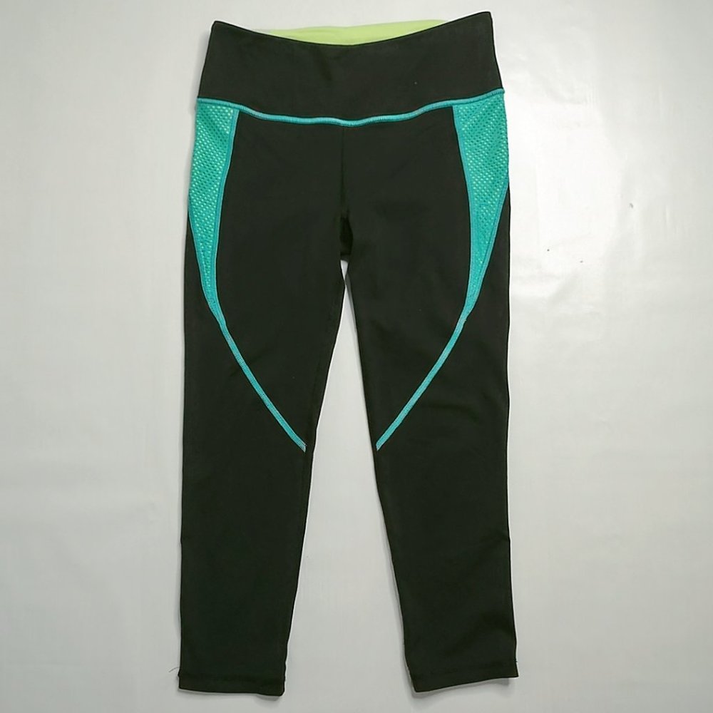 Victoria's Secret VSX Sport Knockout Capri Leggings Black Teal SP